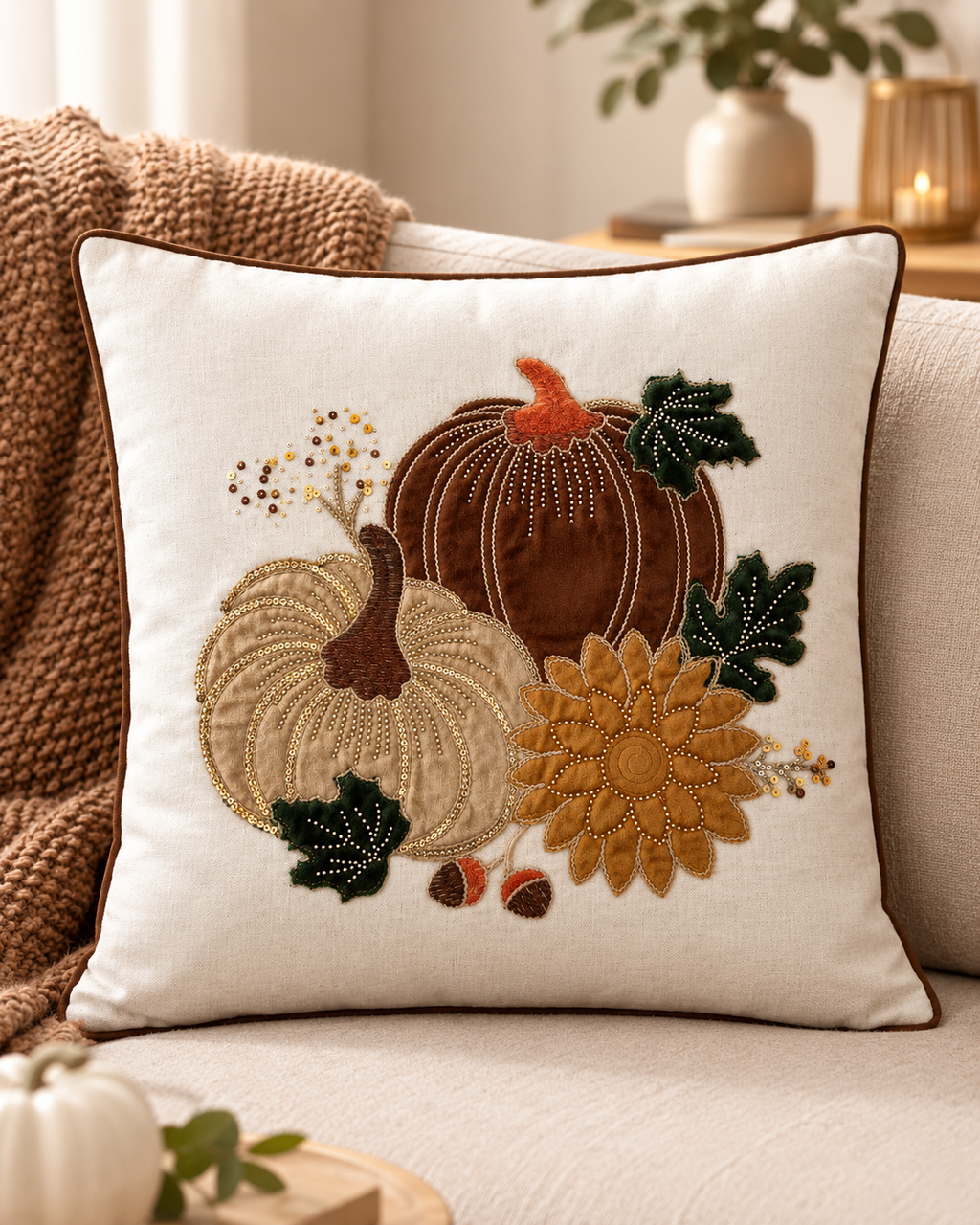 Aranyló ősz luxury díszpárnahuzat - 45 x 45 cm