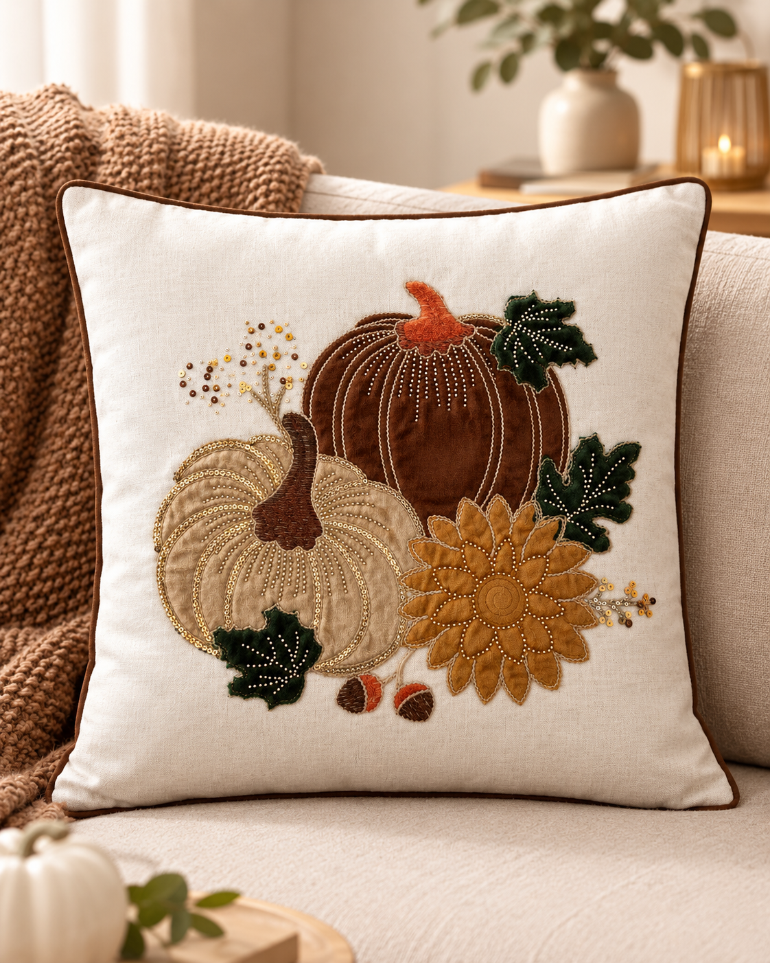 Aranyló ősz luxury díszpárnahuzat - 45 x 45 cm